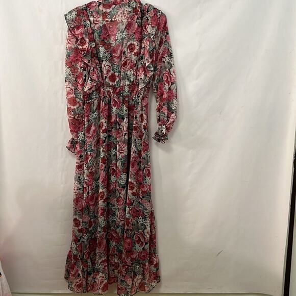 ZARA FLORAL ELASTIC WAIST LONG SLEEVE RUFFLE SIZE XS - Picture 5 of 9